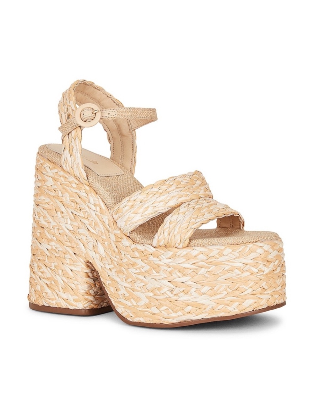 Larroude Carmen Raffia Platform Sandals